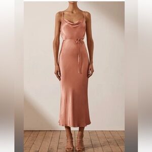 Shona Joy La Lune Bias Cowl Midi dress (Rosè color)